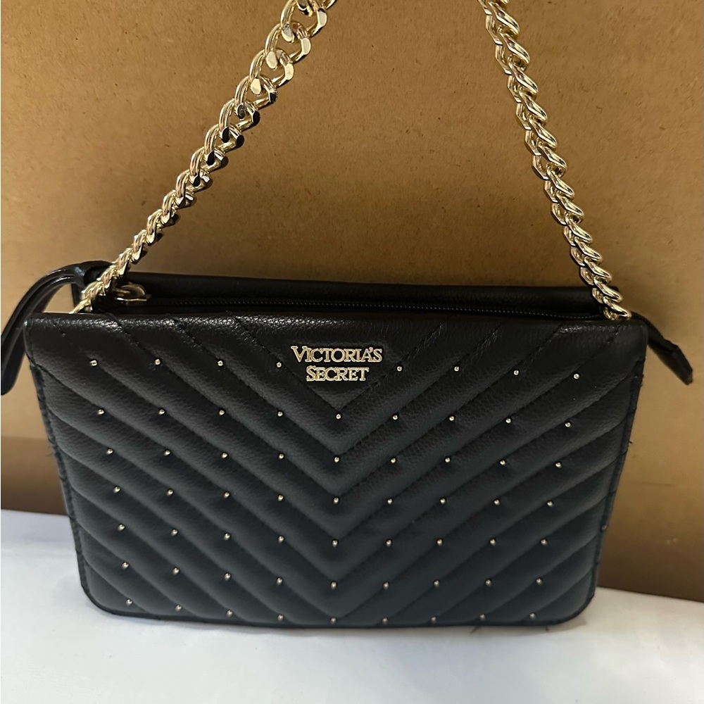 Victoria's Secret Black and Gold Crossbody Bag (without crossbody strap)